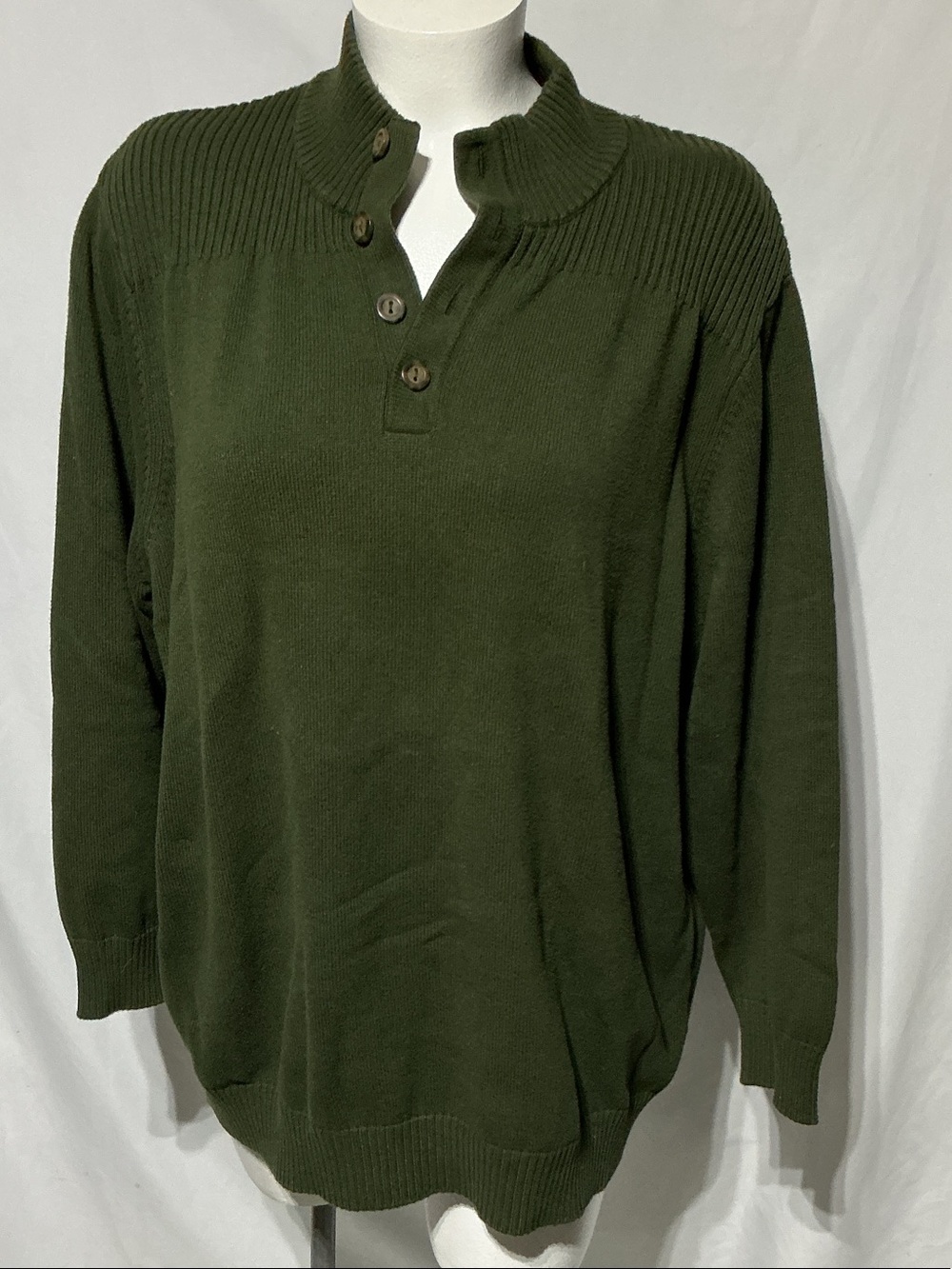 Oak Hill Men's Olive Green Henley Pullover Sweater Sz 2XL